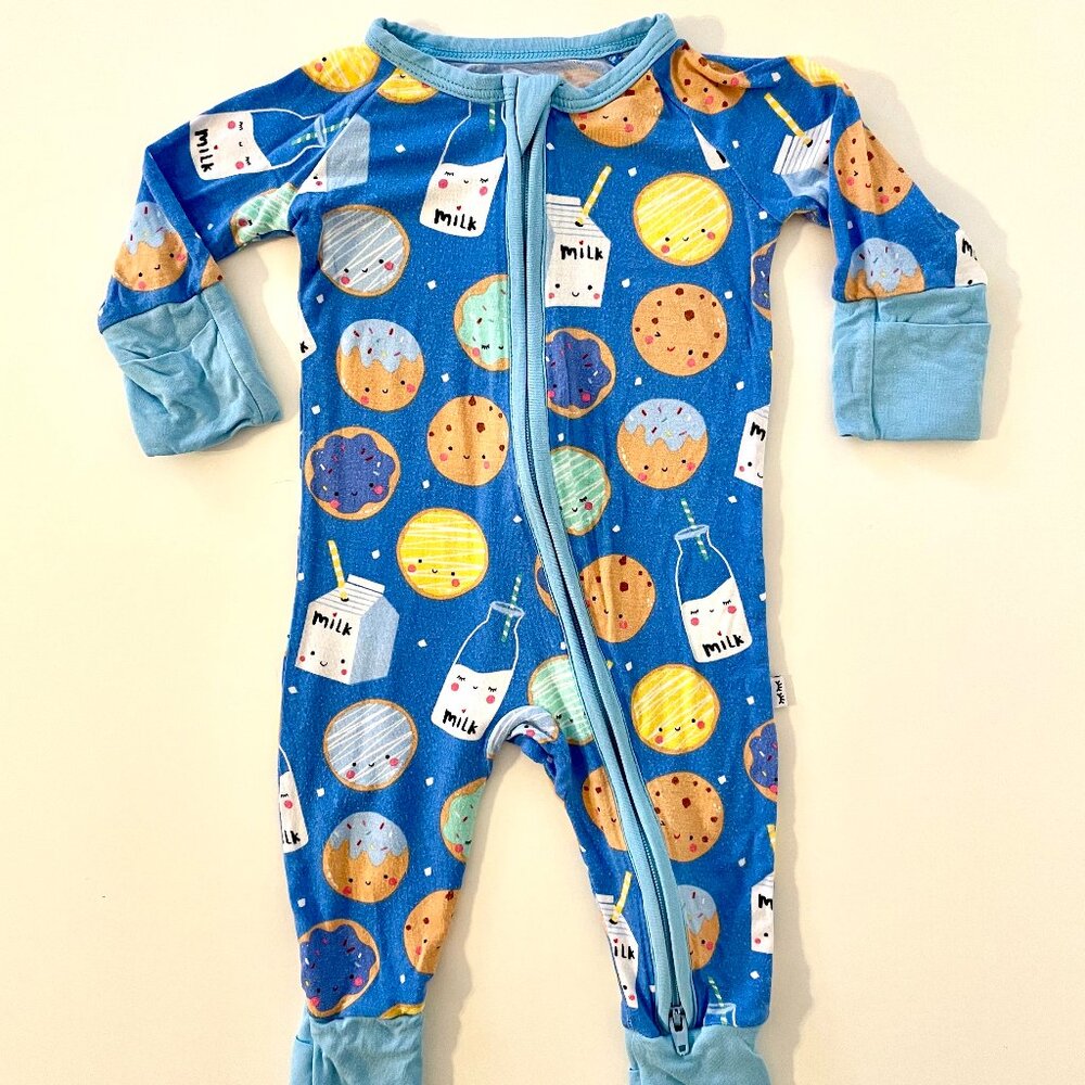 Little Sleepies Blue Milk & Cookies Print Footless Pajama Set